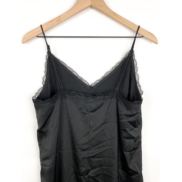 H&M Silky Lace Mini Slip Dress, Black - Size M - Picture 5 of 6